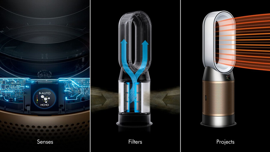 dyson luftreiniger hotcool hp2 denox luftreiniger-heizlüfter weißgold