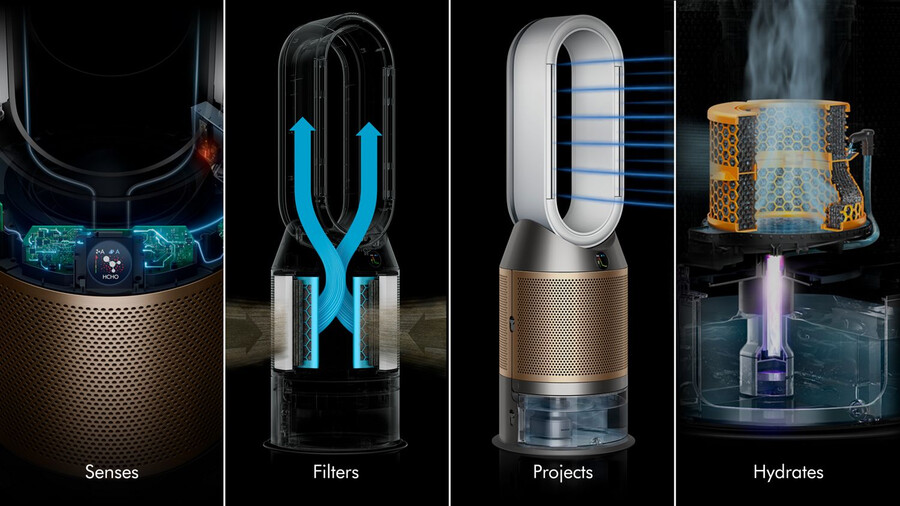 dyson luftbefeuchter und luftreiniger mit luftreinigung und kühlfunktion ph2 de-nox weißgold