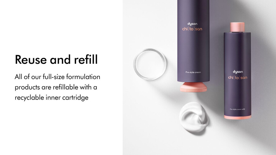 dyson chitosan pre-style creme nachfüllpackung für leichte pflege von glattem bis welligem haar