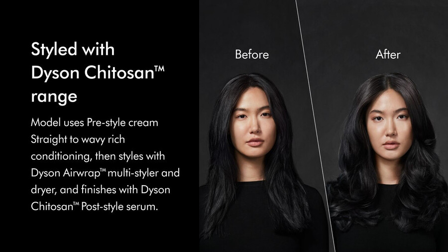 dyson chitosan pre-style creme für glattes bis welliges haar – reichhaltige pflege nachfüllpackung