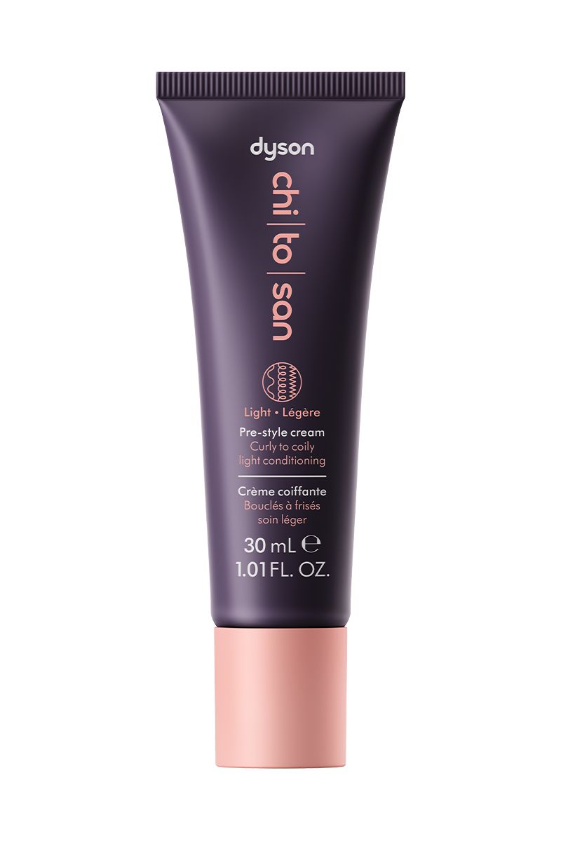 dyson chitosan pre-style creme für lockiges bis krauses haar – leichte pflege in reisegröße